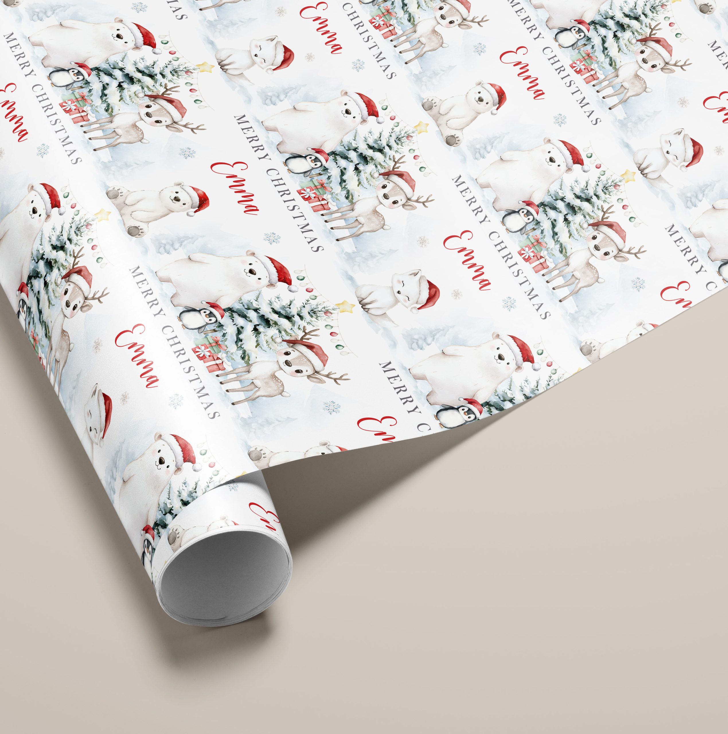 Personalised Polar Bear Christmas Gift Wrapping Paper