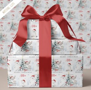 Personalised Polar Bear Christmas Gift Wrapping Paper