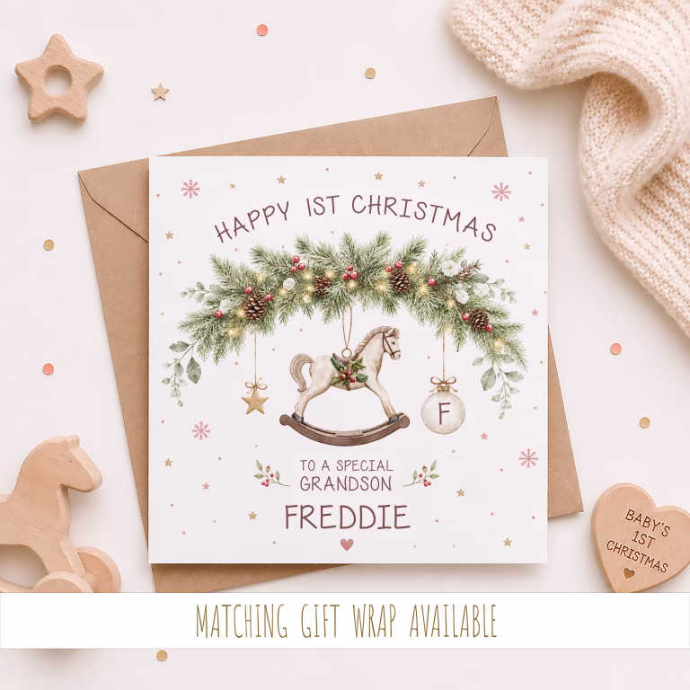 Handmade 1st Christmas Card ‘Rocking Horse’