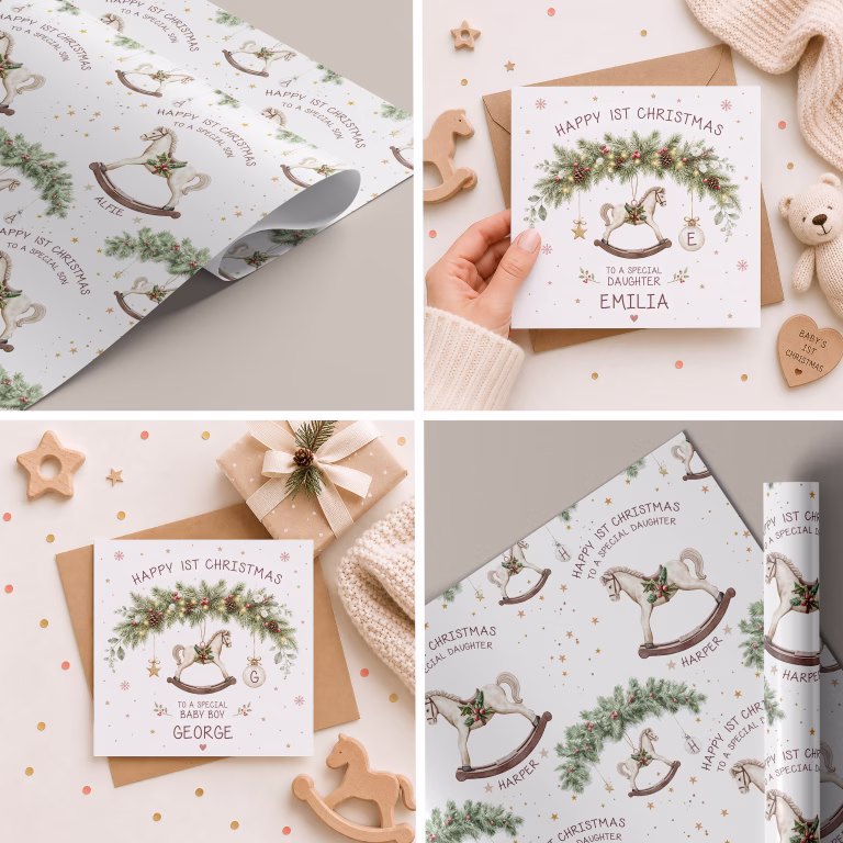 Handmade 1st Christmas Card ‘Rocking Horse’