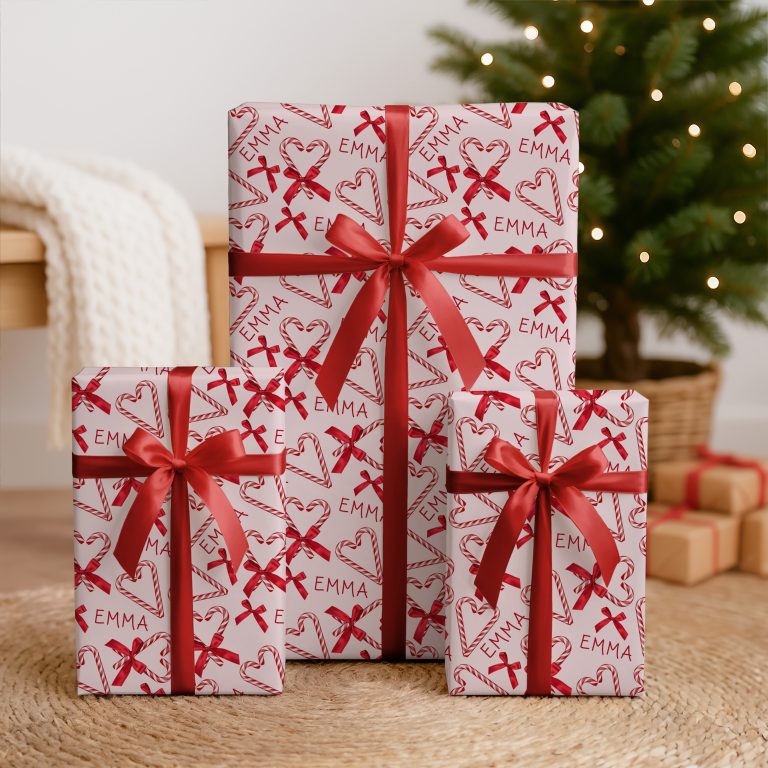 Personalised Candy Cane Christmas Wrapping Paper