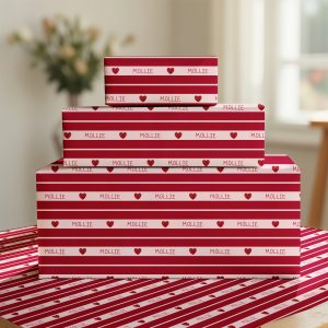 Personalised Red Striped Gift Wrapping Paper