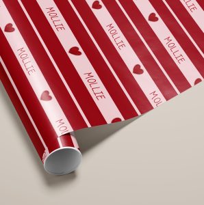 Personalised Red Striped Gift Wrapping Paper