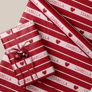 Personalised Red Striped Gift Wrapping Paper