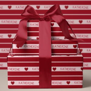 Personalised Red Striped Gift Wrapping Paper