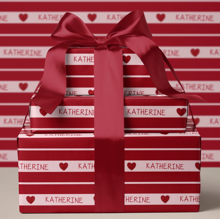 Personalised Pink Stripe Wrapping Paper