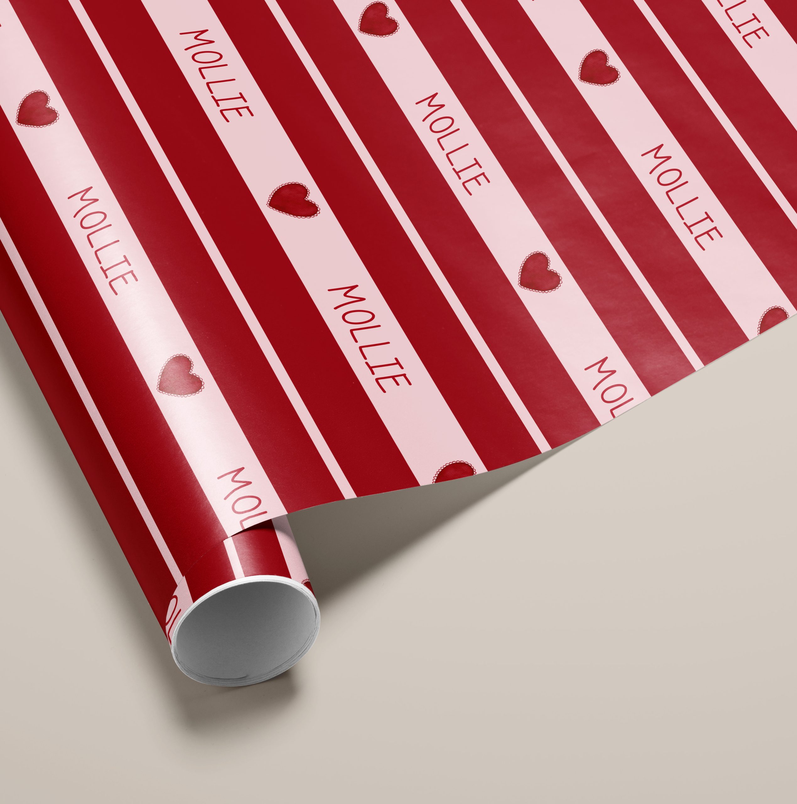 Personalised Red Striped Gift Wrapping Paper