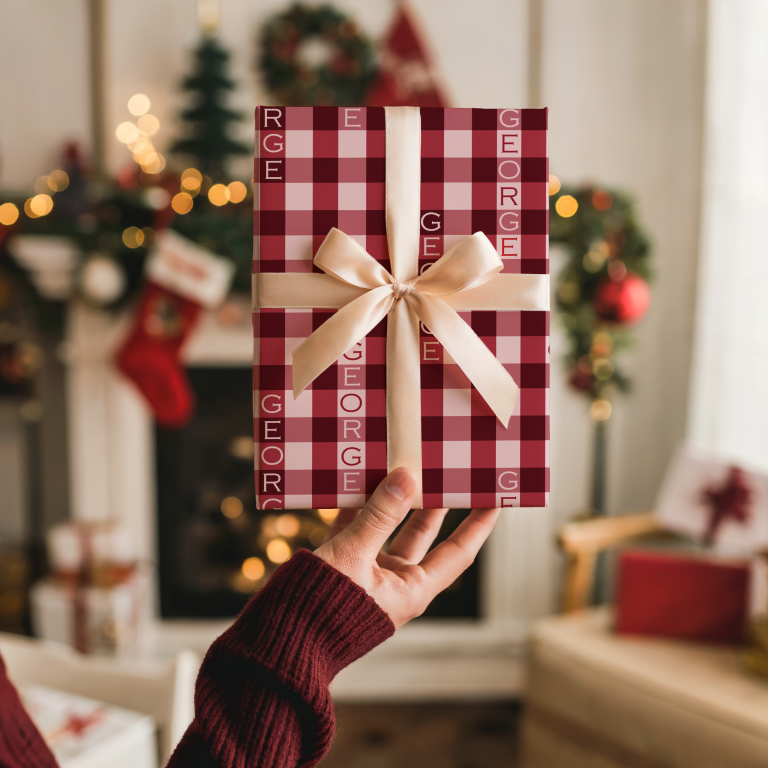 Personalised Christmas Gingham Wrapping Paper