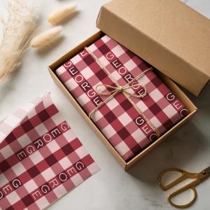 Pink and Burgundy Gingham Wrapping Paper