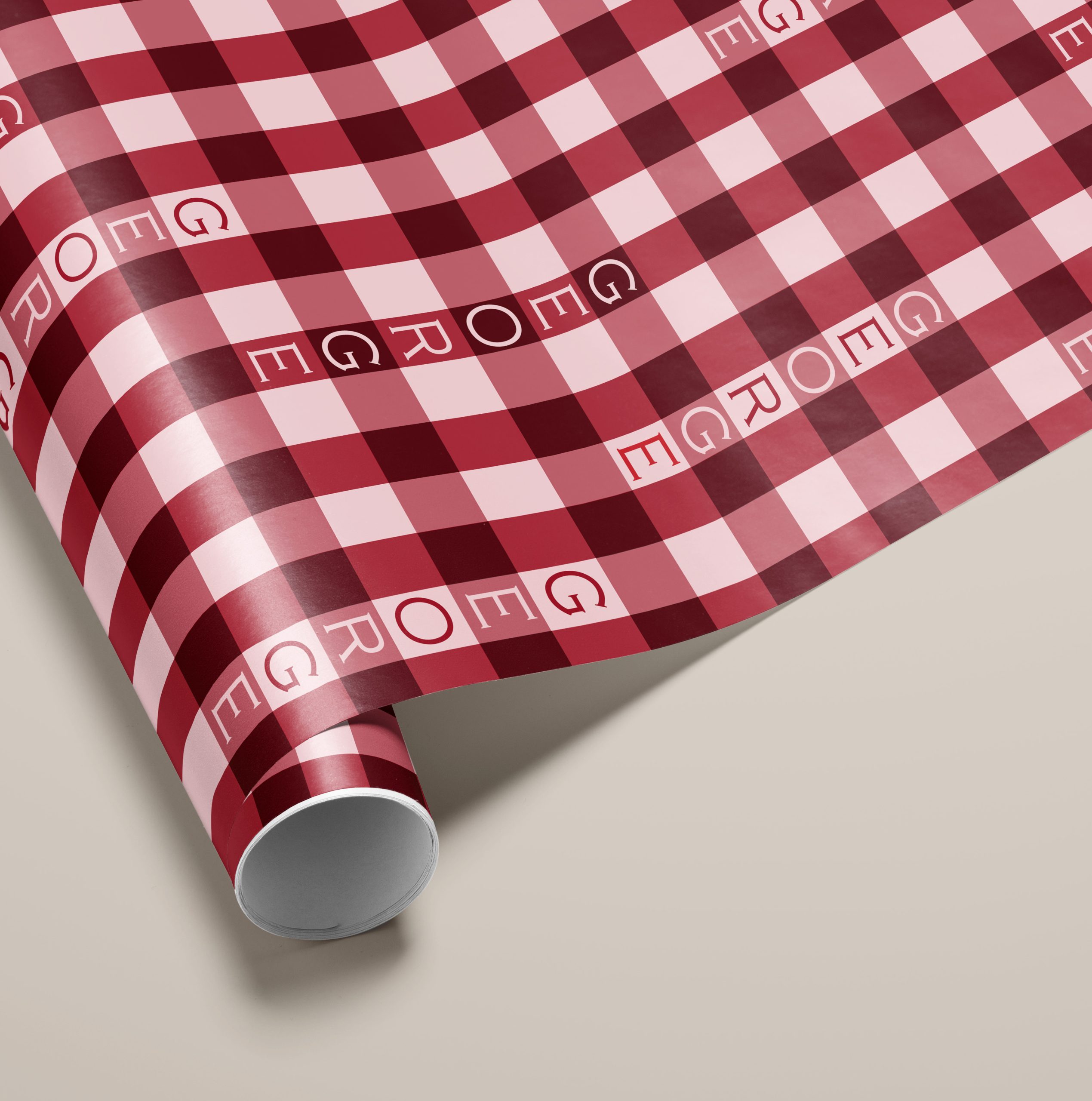 Pink and Burgundy Gingham Wrapping Paper