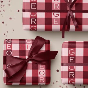 Pink and Burgundy Gingham Wrapping Paper