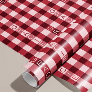 Pink and Burgundy Gingham Wrapping Paper