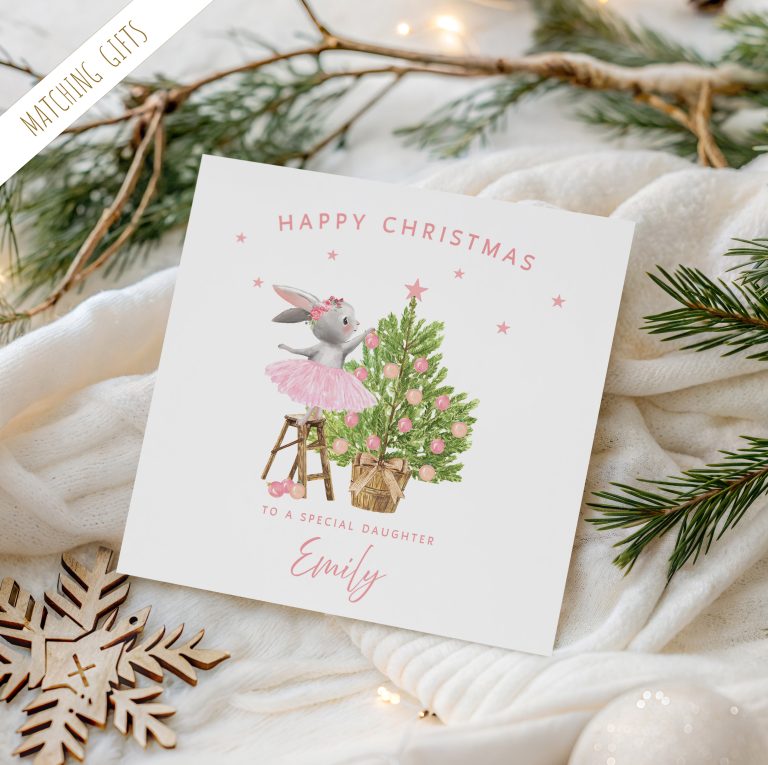 Girls Personalised Ballet Christmas Card