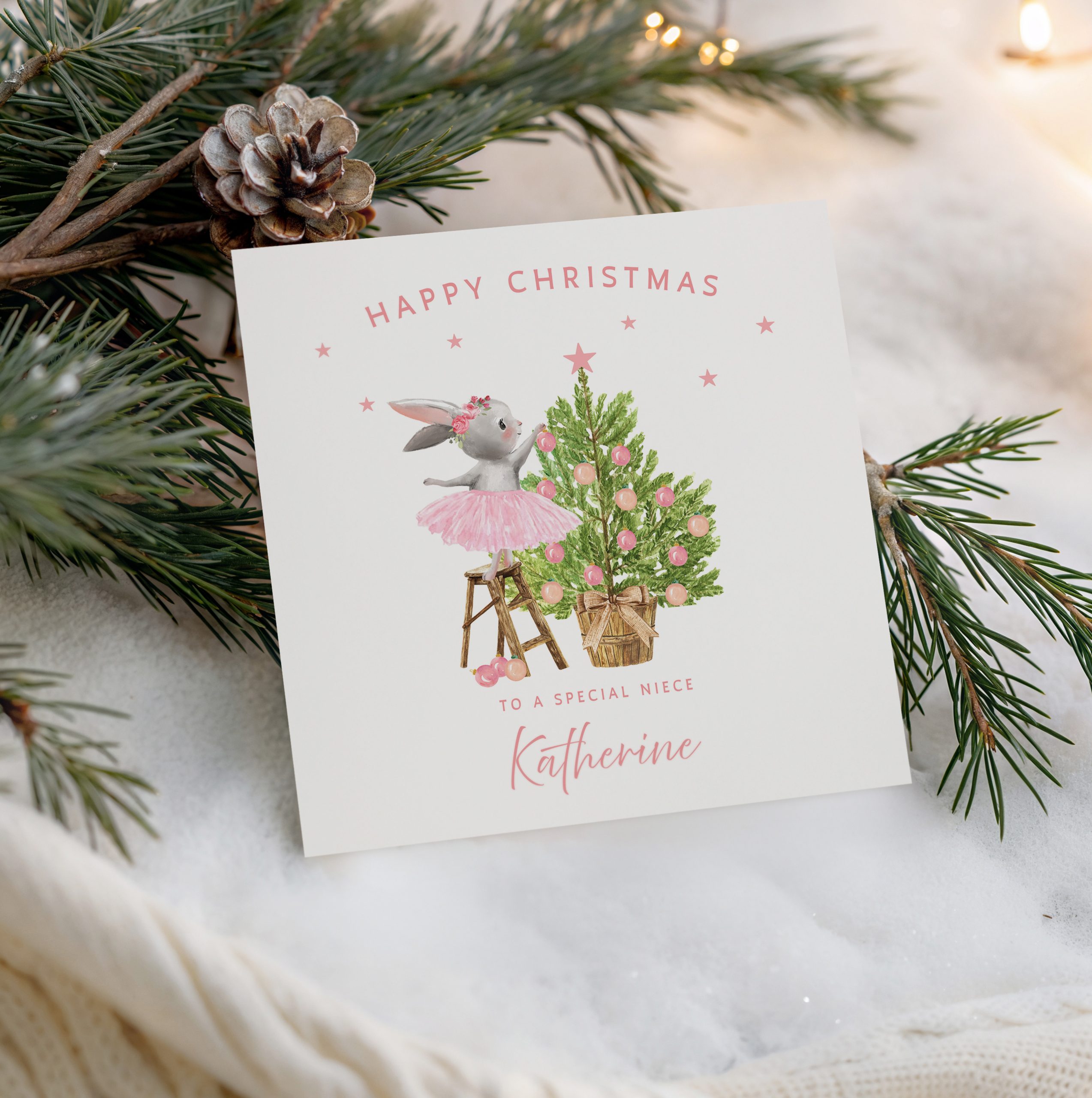 Personalisled Girls Ballet Christmas Card