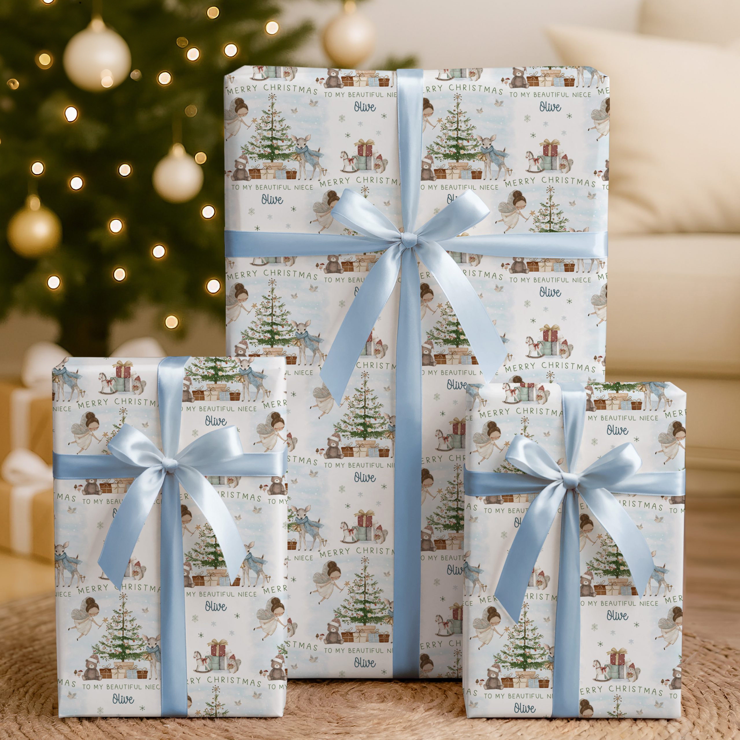 Personalised Christmas Fairy Gift Wrapping Paper
