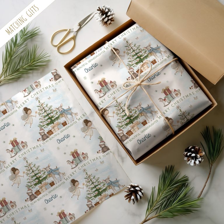 Personalised Christmas Wrapping Paper ‘Woodland Fairy’