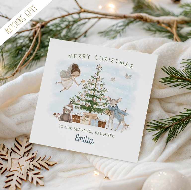 Girls Personalised Fairy Christmas Card