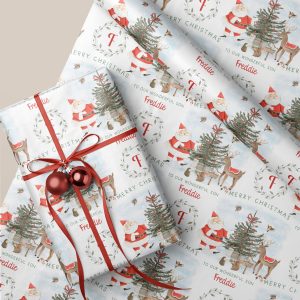 CH291 Woodland Santa and Reindeer Christmas Wrapping Paper 4