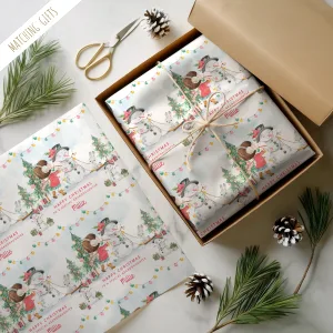 Girls Snowman Christmas Gift Wrapping Paper