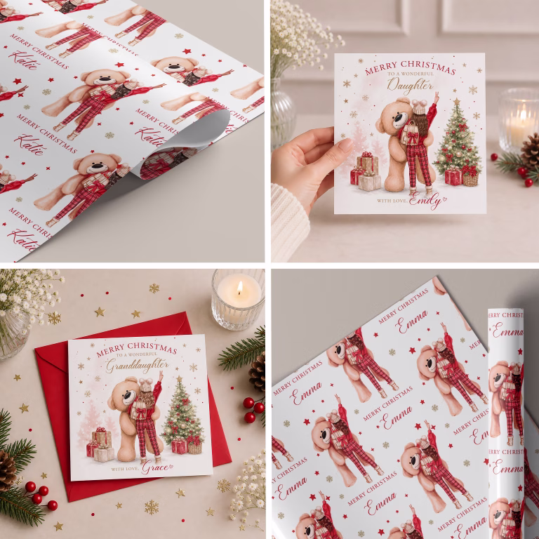 Personalised Christmas Teddy Bear Card