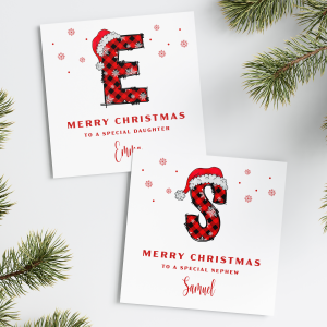 Christmas Card Plaid Alphabet Card