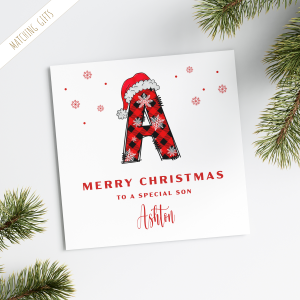 Christmas Card Plaid Alphabet Card