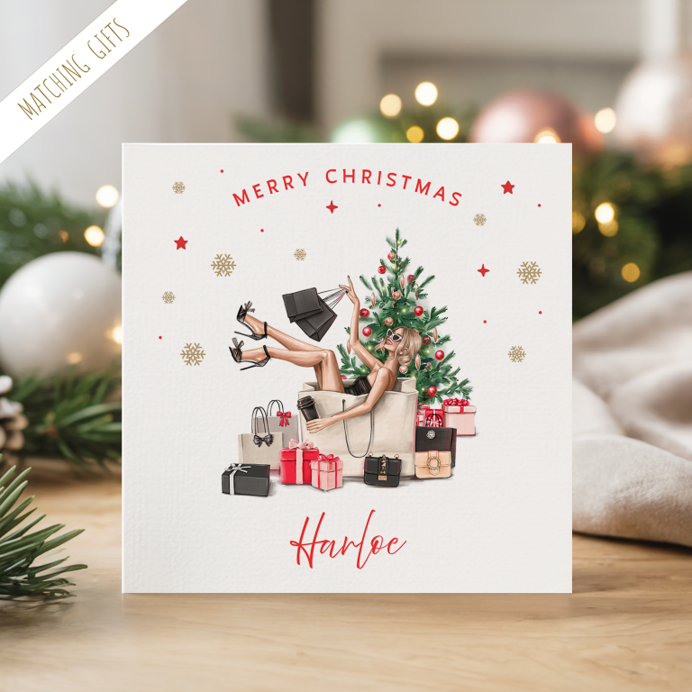 Handmade Christmas Card ‘Shopping’