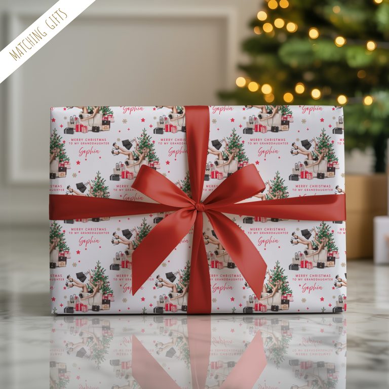 Personalised Christmas Wrapping Paper ‘Shopping’