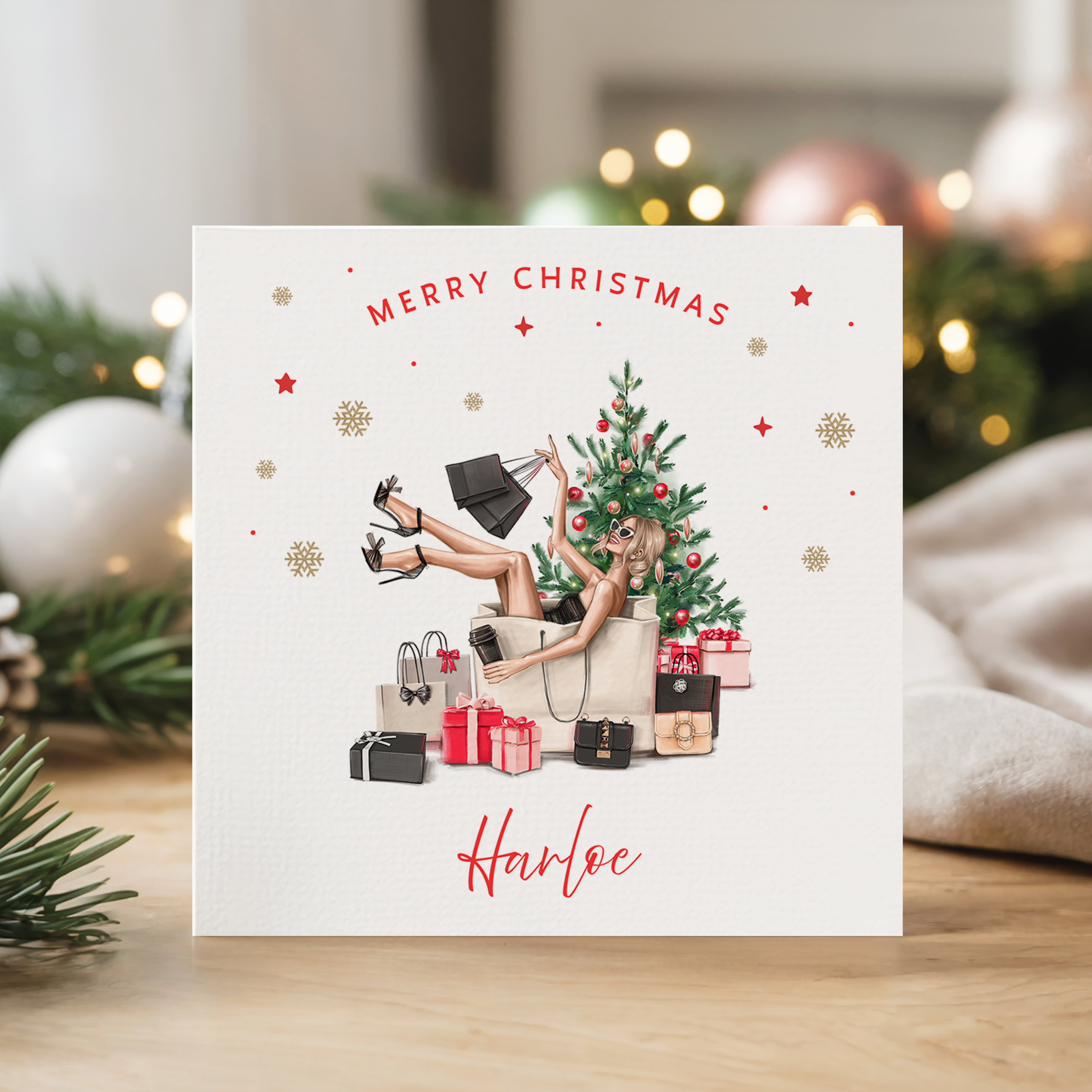 Girls Personalised Christmas Card