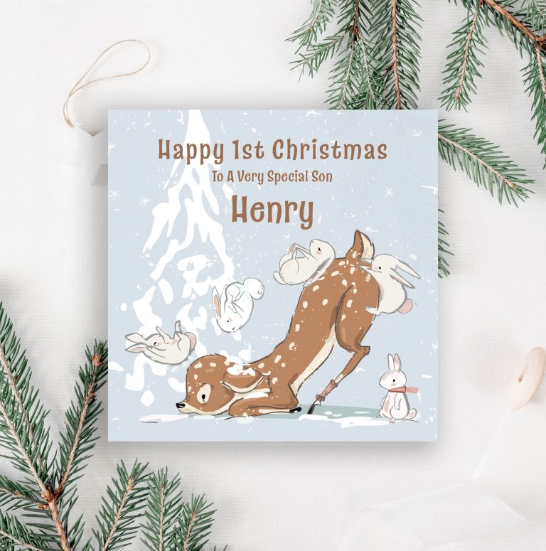 Handmade 1st Christmas Card ‘Cute Fawn’