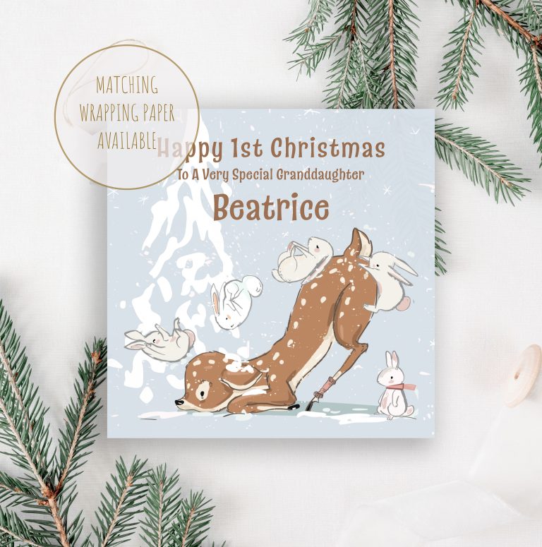 Handmade 1st Christmas Card ‘Cute Fawn’