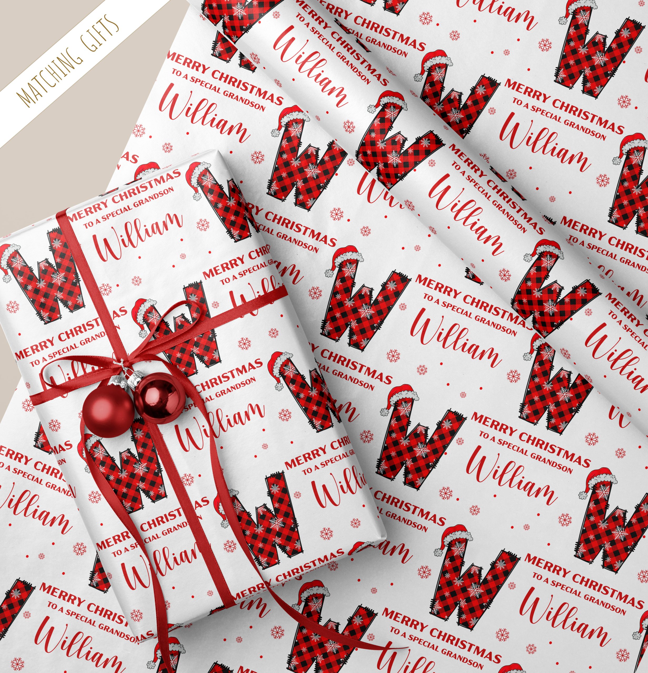 Personalised Christmas Alphabet Gift Wrapping Paper