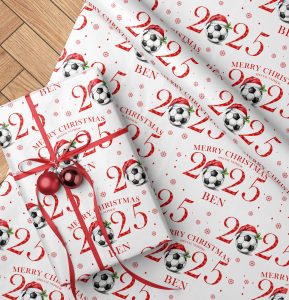 Personalised Christmas Football Wrapping Paper 2025