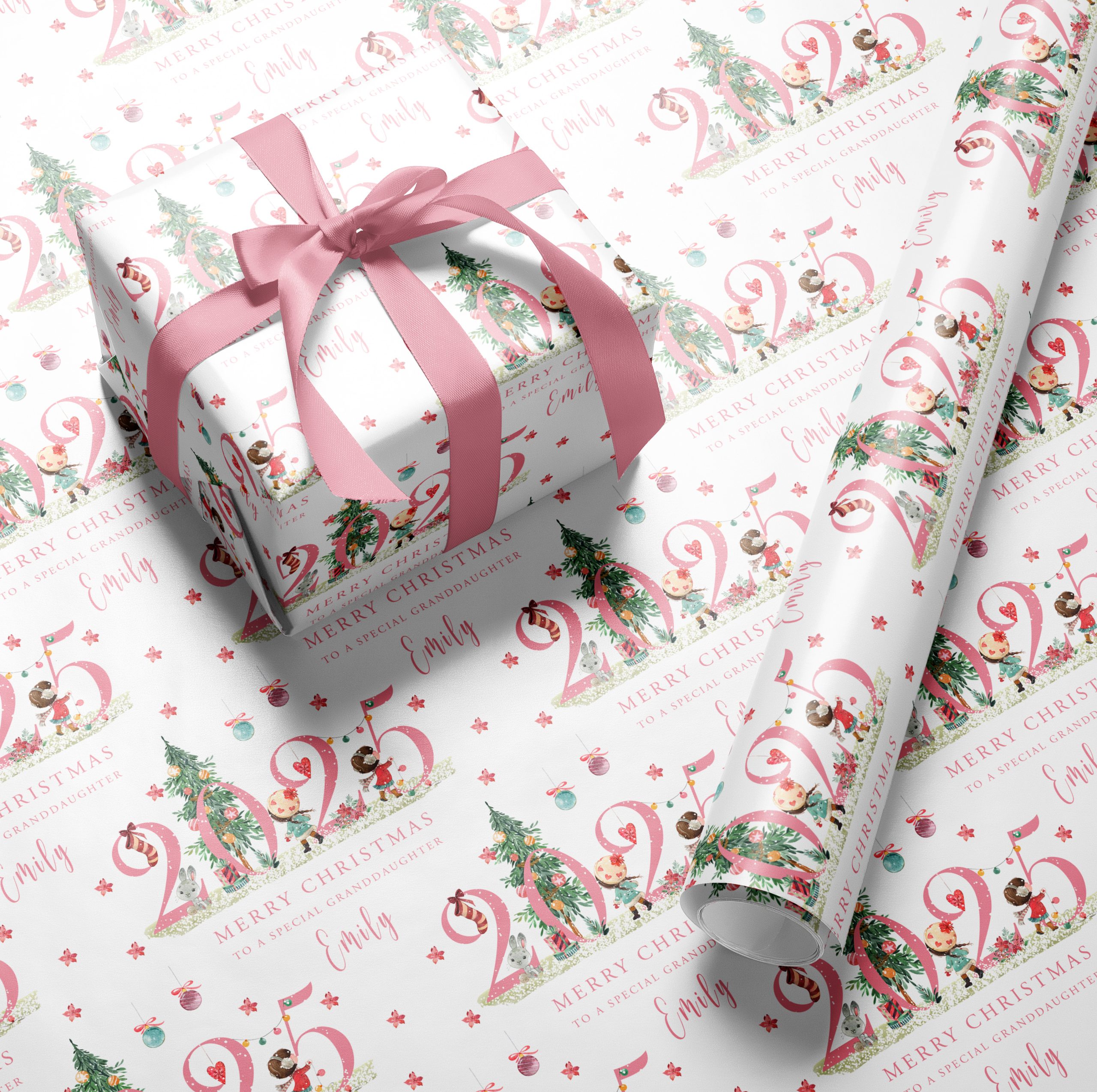 Personalised Christmas Wrapping Paper Girl 2025