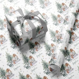 Personalised Christmas Wrapping Paper Lady by Silver Tree