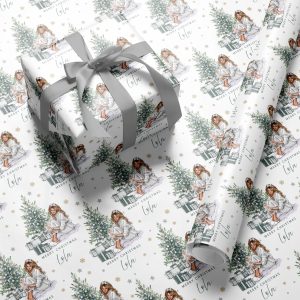 Personalised Christmas Wrapping Paper Lady by Silver Tree