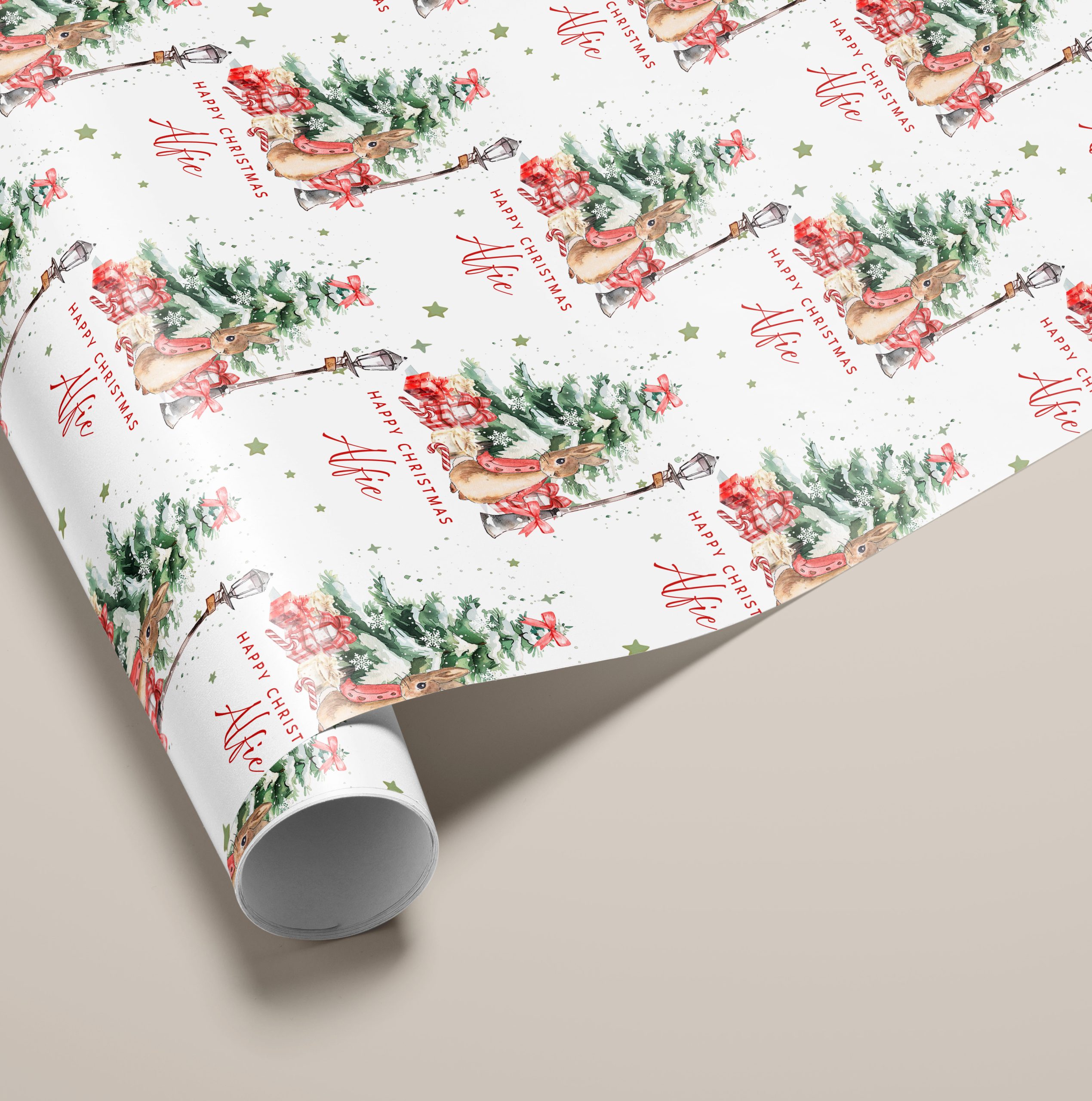 Personalised Flopsy Bunny Christmas Gift Wrapping Paper