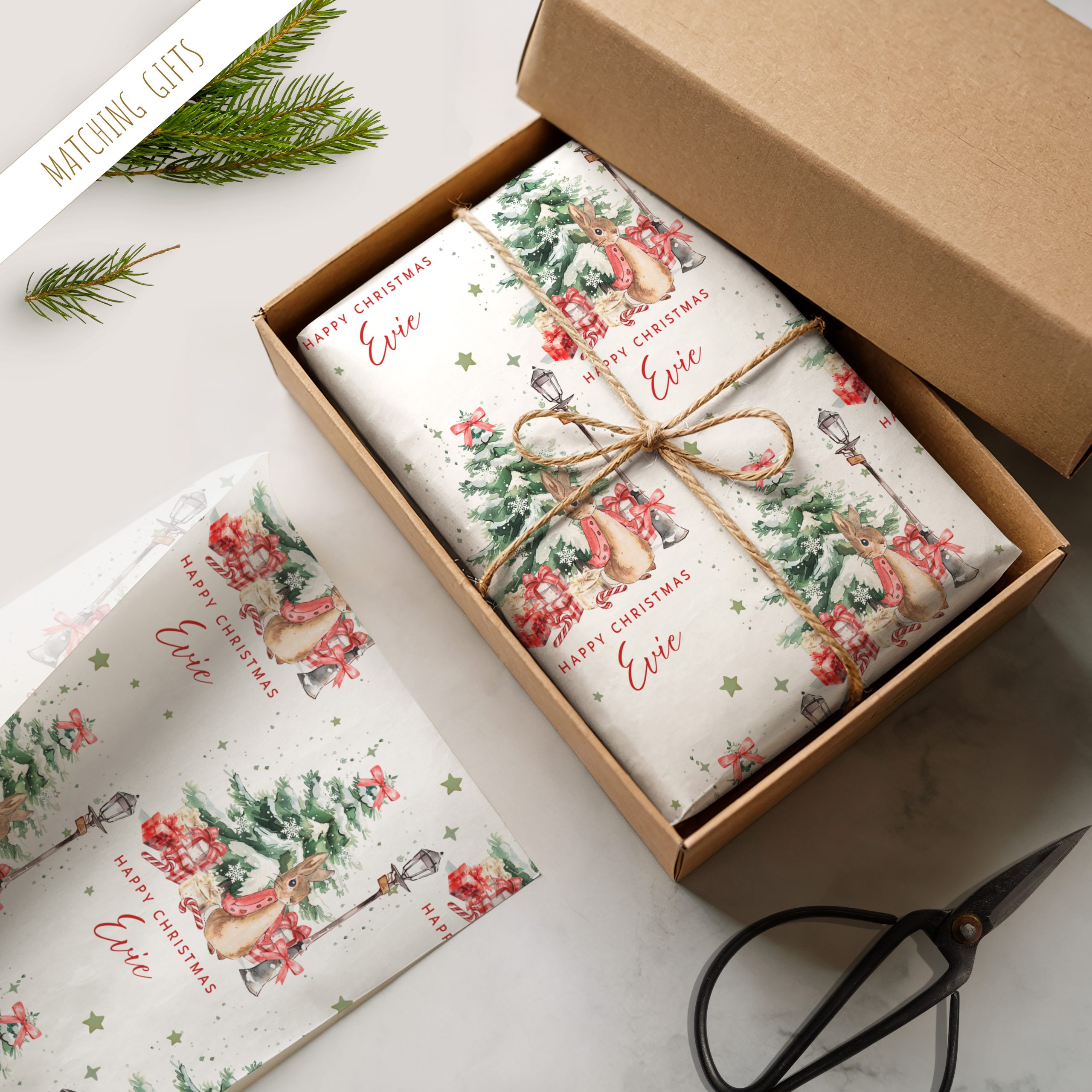 Personalised Flopsy Bunny Christmas Gift Wrapping Paper