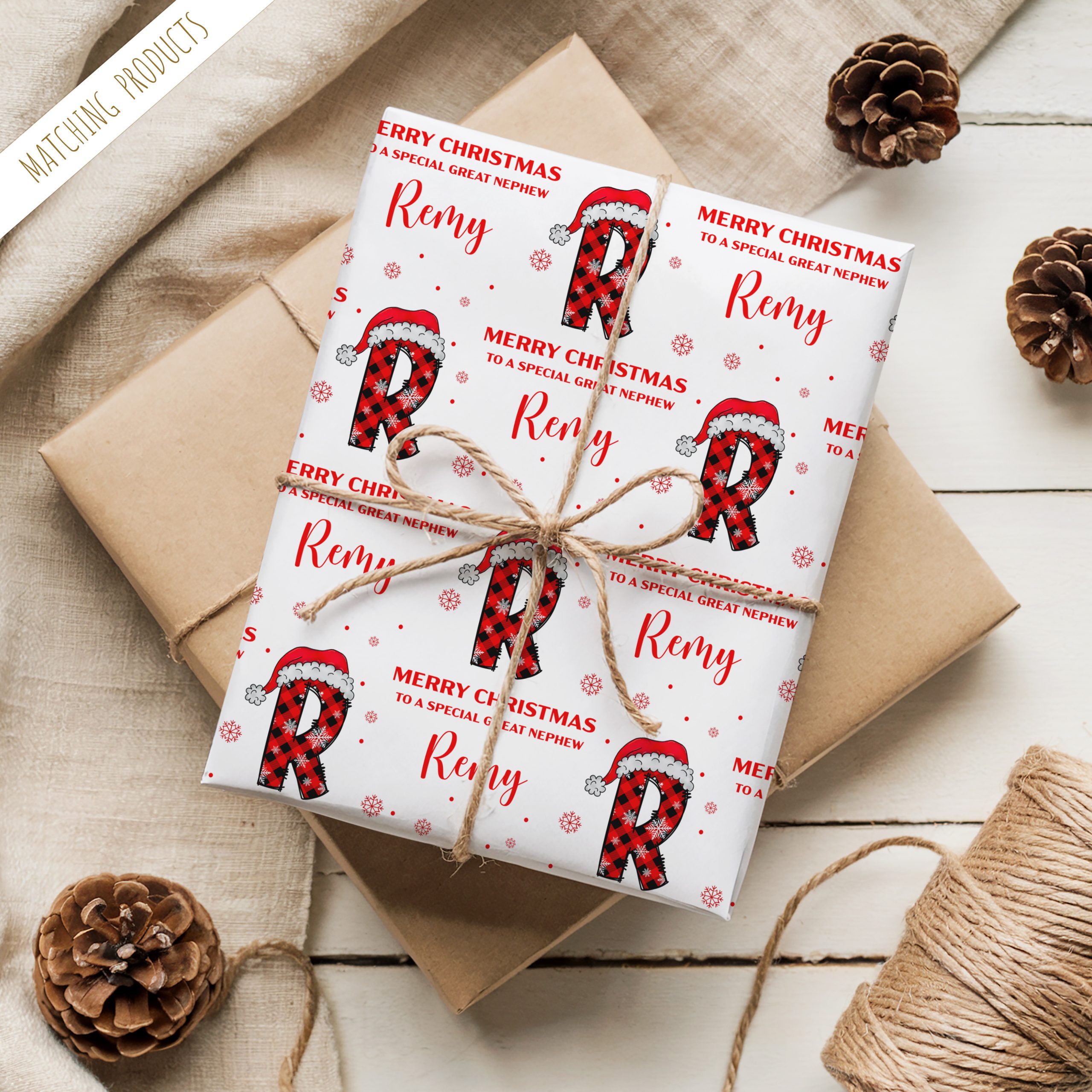 Personalised Plaid Initial Christmas Gift Wrapping Paper