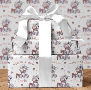 Personalised Wrapping Paper 1st Christmas Mouse