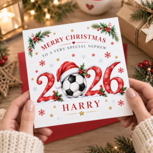 Personalised football Christmas card for son grandson nephew or godson