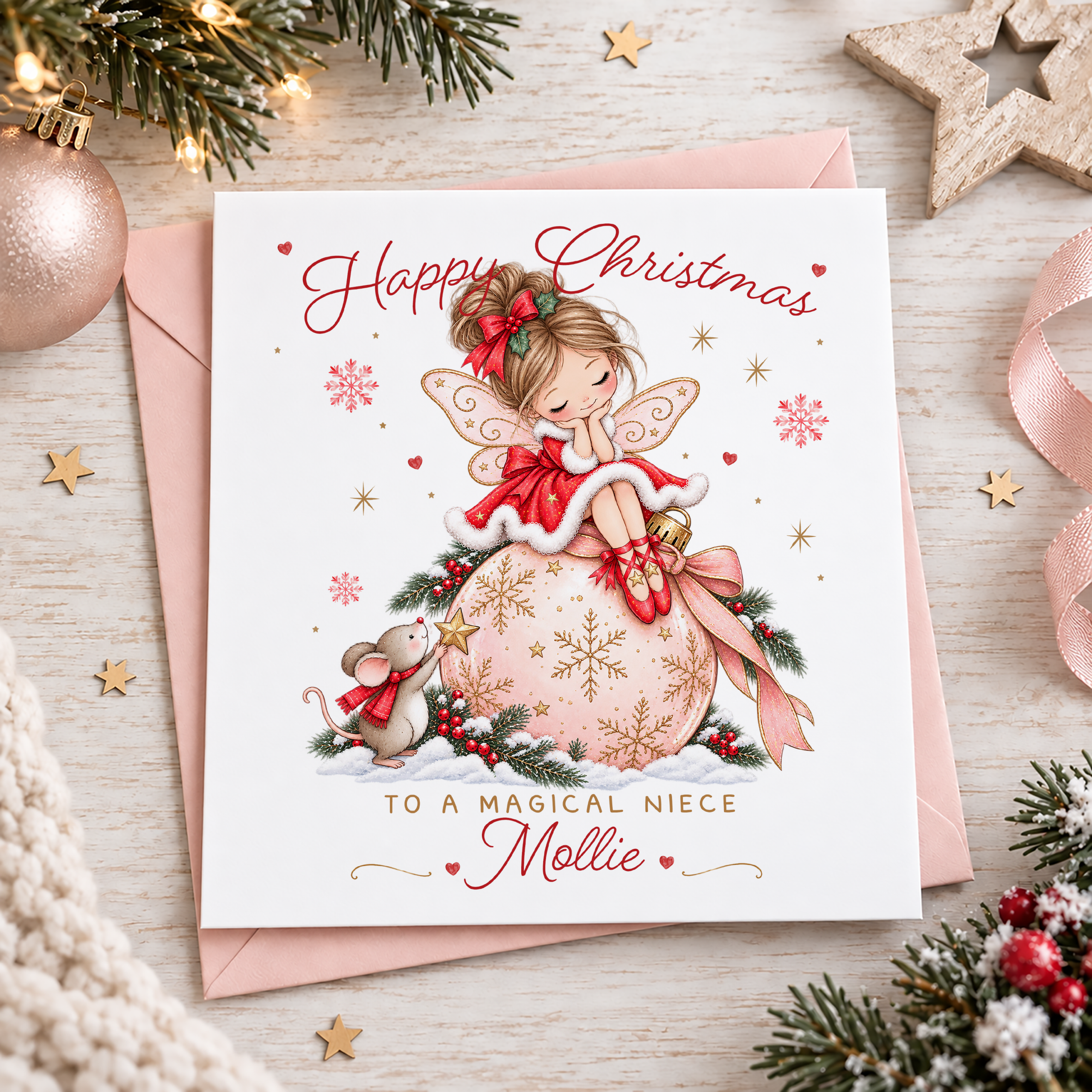 Personalised Christmas Card for Daughter – Fairy Design