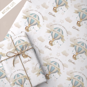 Hot Air Balloon Birthday Gift Wrapping Paper 1