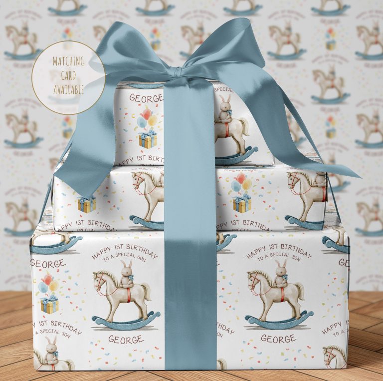 Personalised Birthday Wrapping Paper (Rocking Horse)