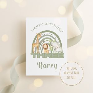 Birthday Safari Rainbow Card THREE