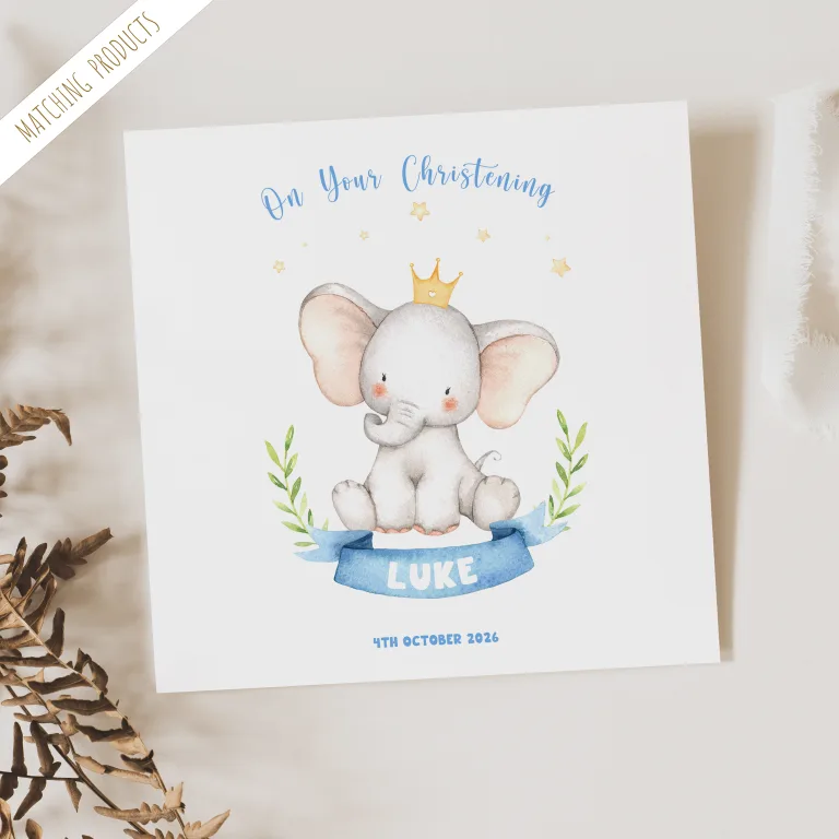 Handmade Christening Card ‘Blue Elephant’