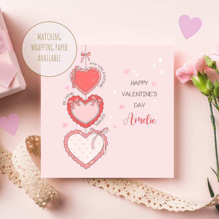 Handmade Valentines Card “Heart Chain”