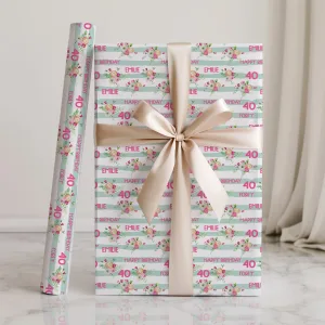 Personalised Floral Birthday Gift Wrapping Paper