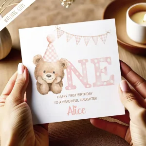 Girls Personalised 1st Birthday Card
