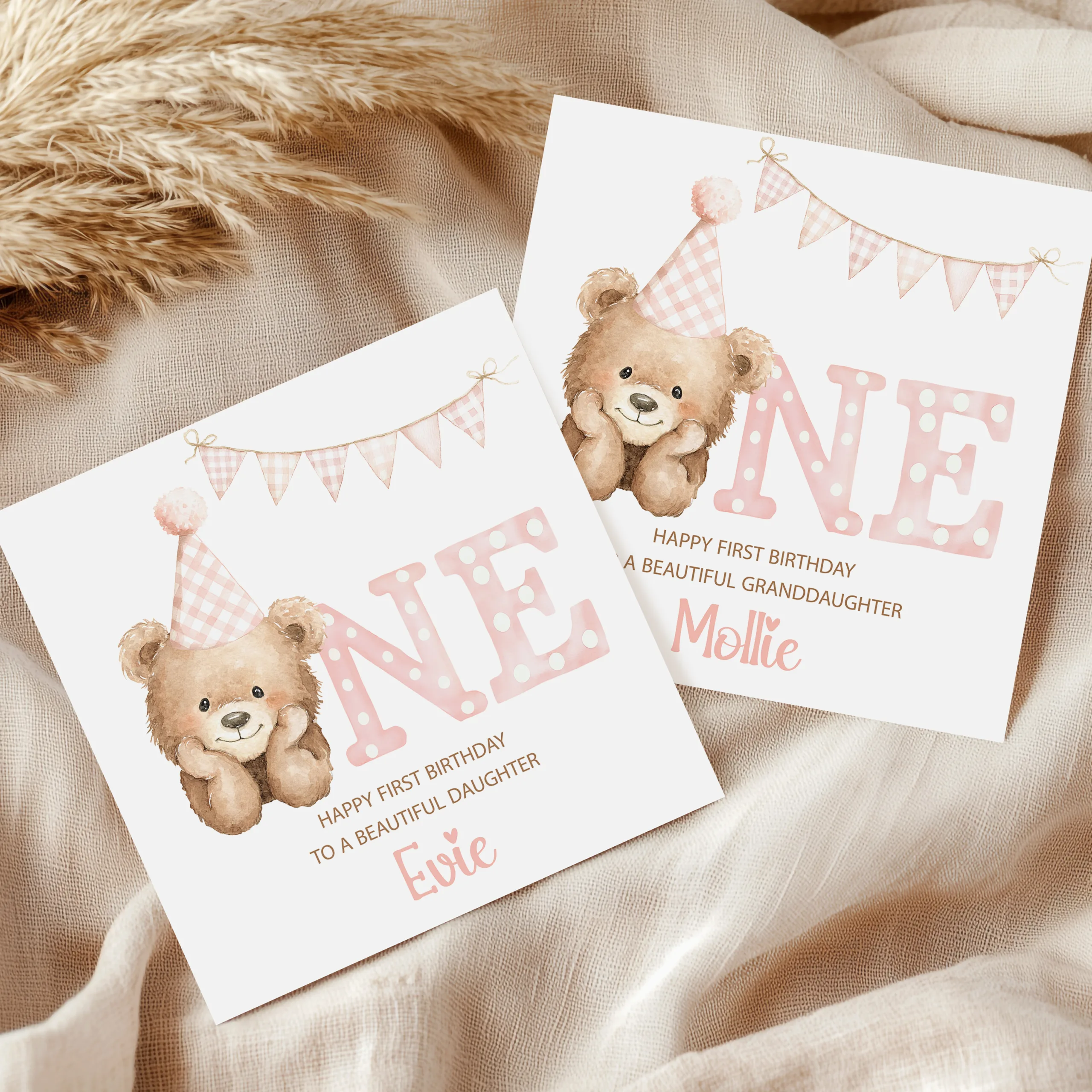 Girls Personalised 1st Birthday Card